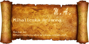 Mihalicska Arianna névjegykártya